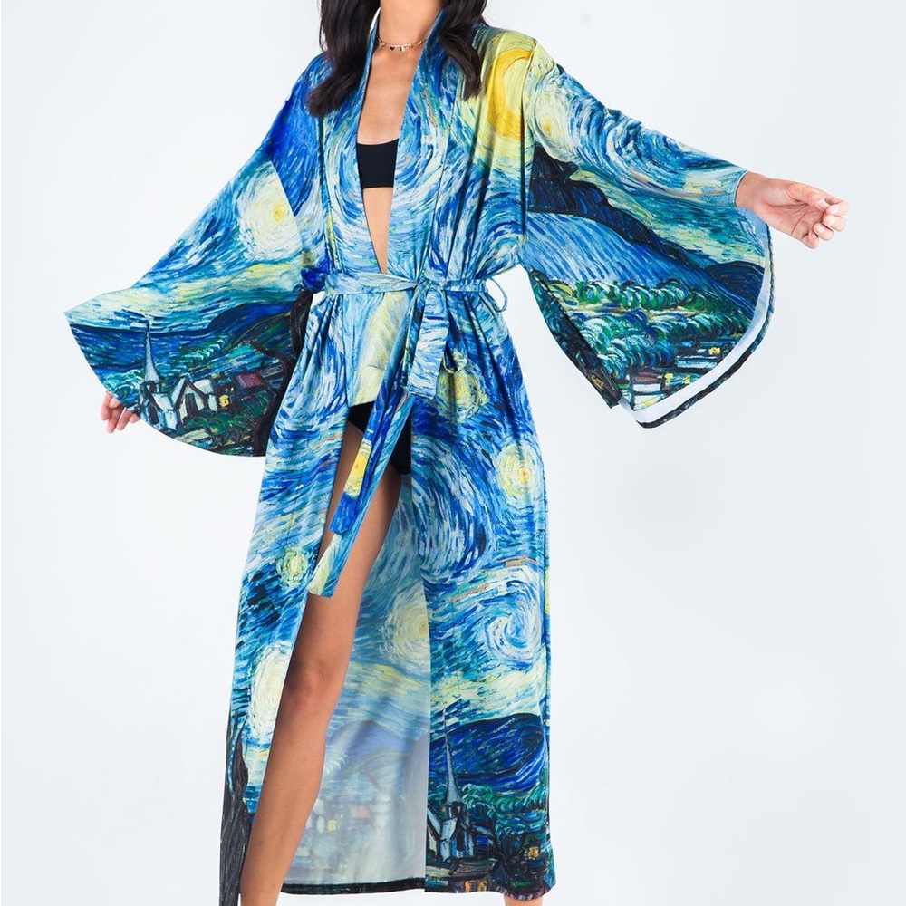 Blackmilk Starry Night Swan Kimono Robe